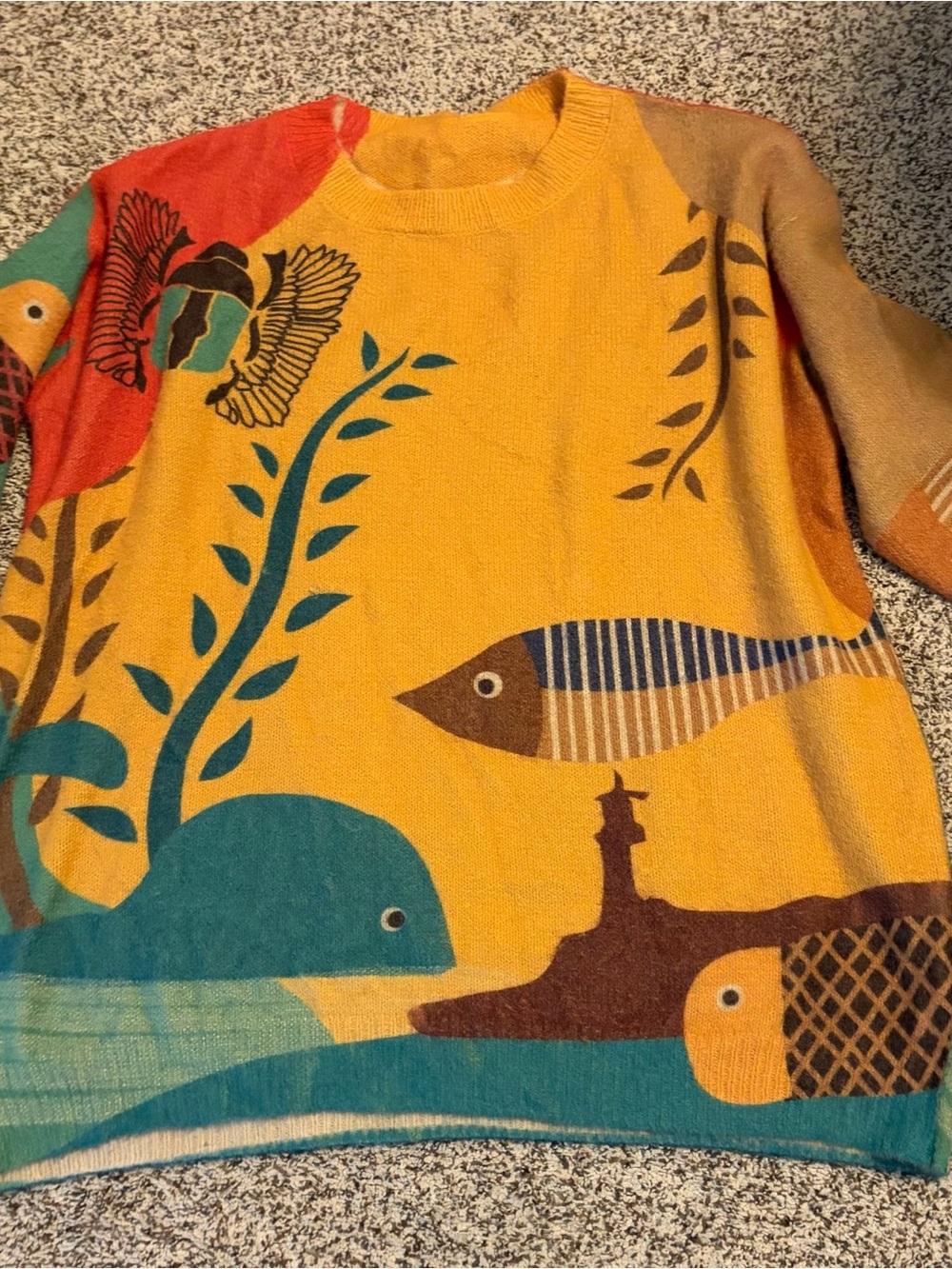 Amazon Yellow Multicolor Nautical Graphic Sweater